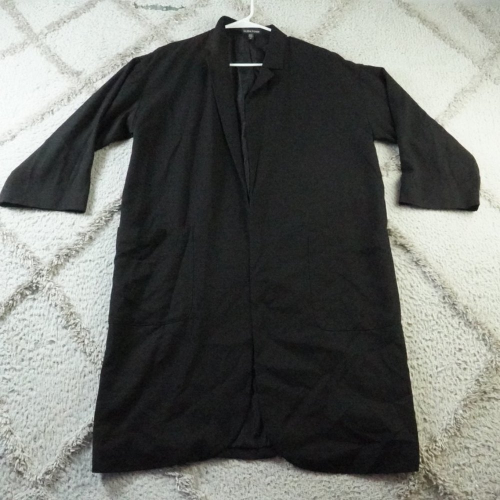 Eileen Fisher Black Long Open Cardigan